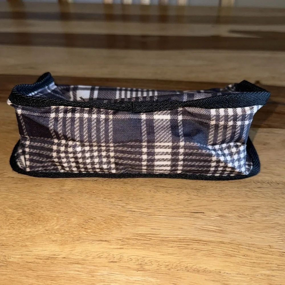 LeSportsac Small Black And White Plaid Cosmetic Case
